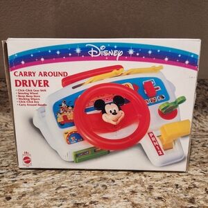 RARE 80s Disney Mattel Mickey Mouse Carry Around Driver Toy Chrismas Gift NIB